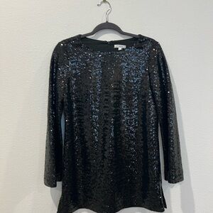 Tyler Boe Black Sequin Long Sleeve Blouse